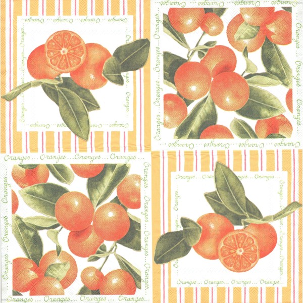 4 Serviettes en papier Orangerie Oranges Format Lunch Decoupage Decopatch L-472017 IHR - Photo n°1