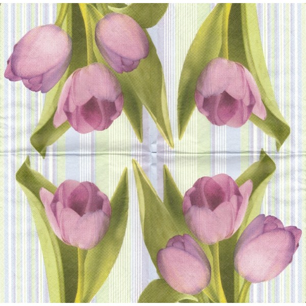 4 Serviettes en papier Fleurs Tulipes Format Lunch Decoupage Decopatch 1210-10321 Atelier - Photo n°1