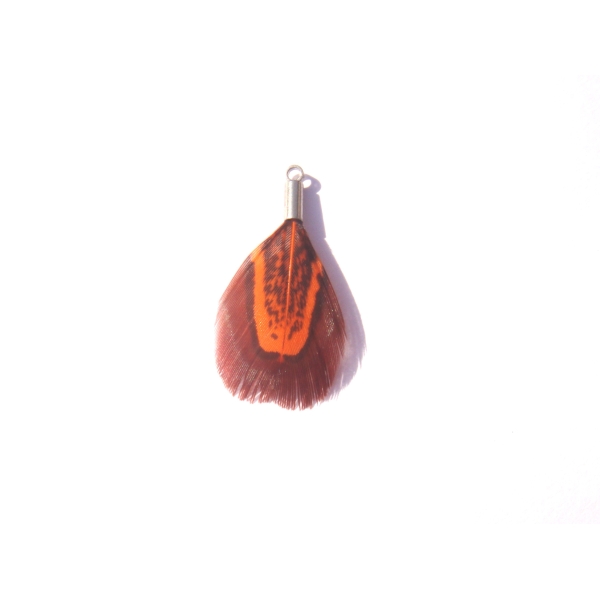 Faisan teinté orange : MINI pendentif 3 CM de hauteur x 1.5 CM environ - Photo n°2