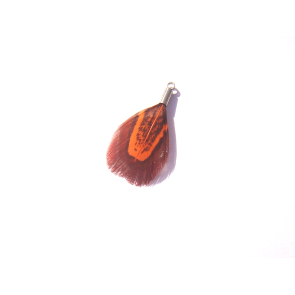 Faisan teinté orange : MINI pendentif 3 CM de hauteur x 1.5 CM environ - Photo n°1