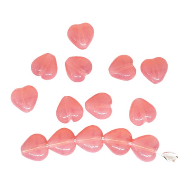 40pcs Cristal Rose Rose Opale Petit Coeur de saint-Valentin de Mariage en Verre tchèque Perles de 6m - Photo n°1