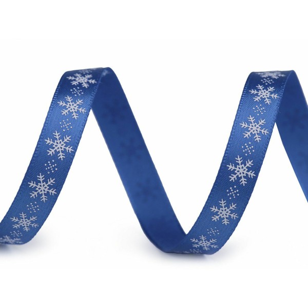 Flocons De Neige De Ruban de satin de Noël bleu de 5m Largeur 10mm, Rubans-thème, Mercerie - Photo n°2