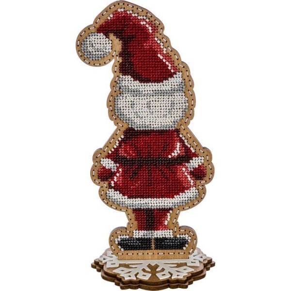 Santa Claus perlé DIY Kit, Arbre de Noël Ornement sur toile en bois, semences Perle Broderie Artisan - Photo n°3
