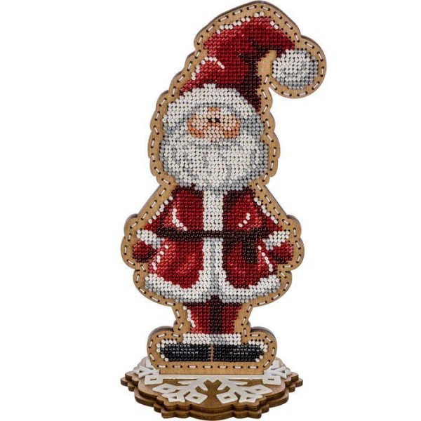Santa Claus perlé DIY Kit, Arbre de Noël Ornement sur toile en bois, semences Perle Broderie Artisan - Photo n°1