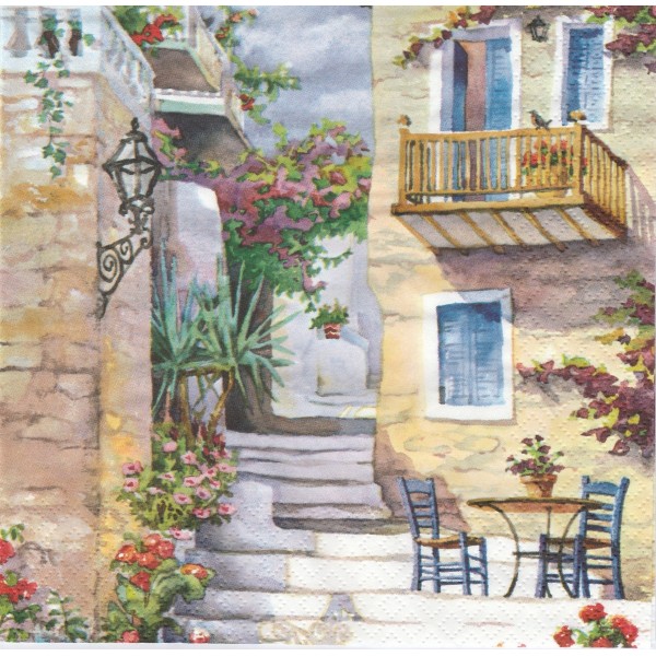 4 Serviettes en papier Provence Terrasse Paysage Lunch Decoupage Decopatch Ti-Flair 344625 - Photo n°1