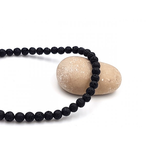 50 Perles De Lave Noires 6mm Rondes - Photo n°1