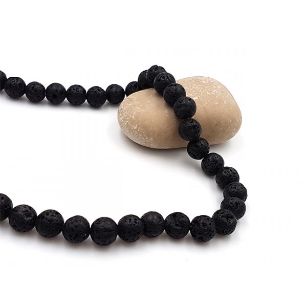 100 Perles De Lave Noires 4mm Rondes - Photo n°1