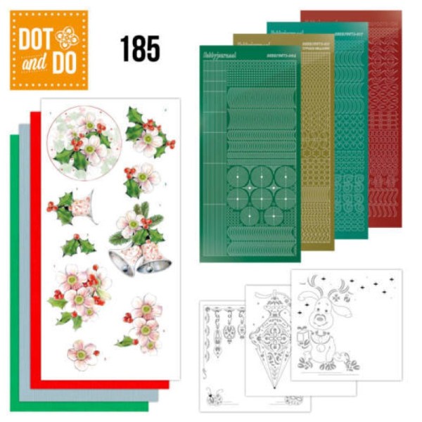 Dot and do 185 - kit Carte 3D - Fleurs roses de Noël - Photo n°1