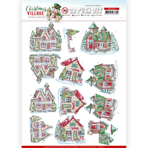 Carte 3D prédéc. - SB10474 - Christmas Village - Maisons à Noël - Photo n°1