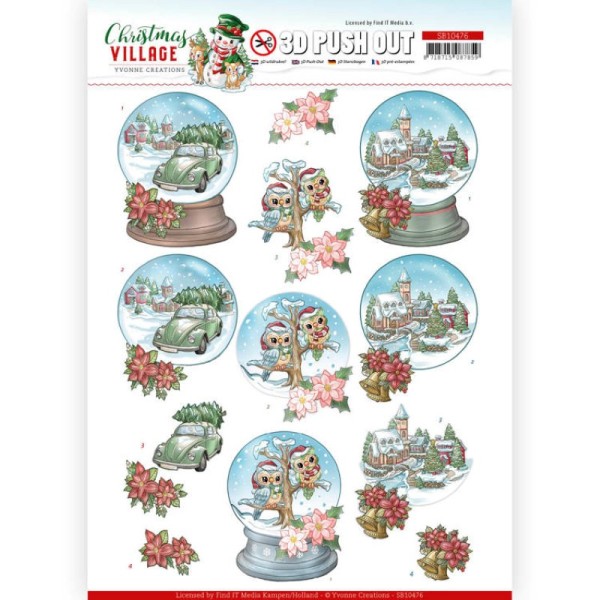 Carte 3D prédéc. - SB10476 - Christmas Village - Globes de Noël - Photo n°1