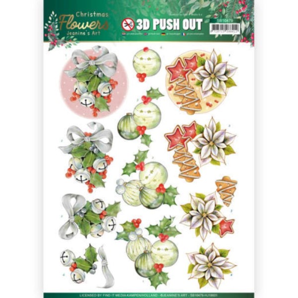 Carte 3D prédéc. - SB10479 - Christmas Flowers - Cloches de Noël - Photo n°1