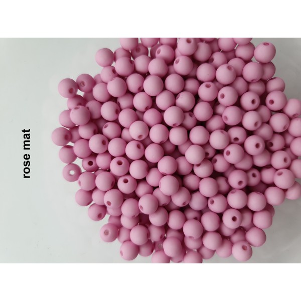 Lot de 200  perles acryliqes 6mm de diametre rose mat - Photo n°1