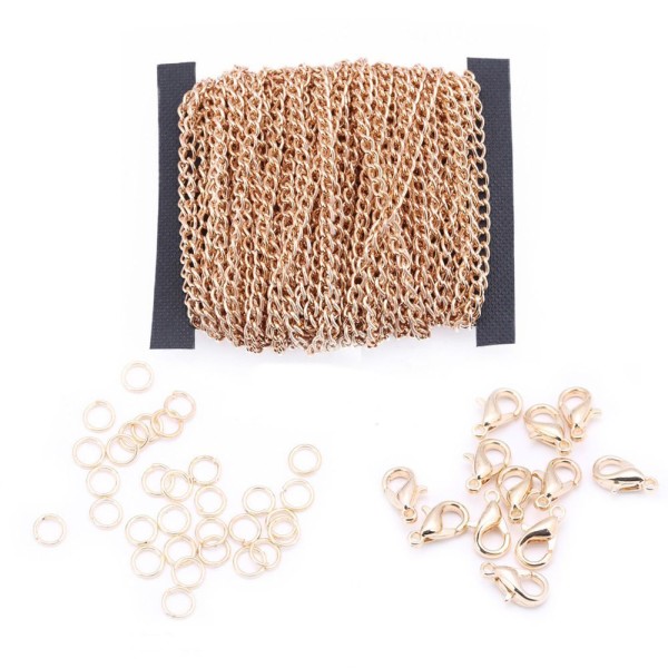 12m 13 12yrd Gold Set Coat Jewelry Making Metal Finding Oval Link Chain Lobster Jump Ring Bronze 3.5 - Photo n°1