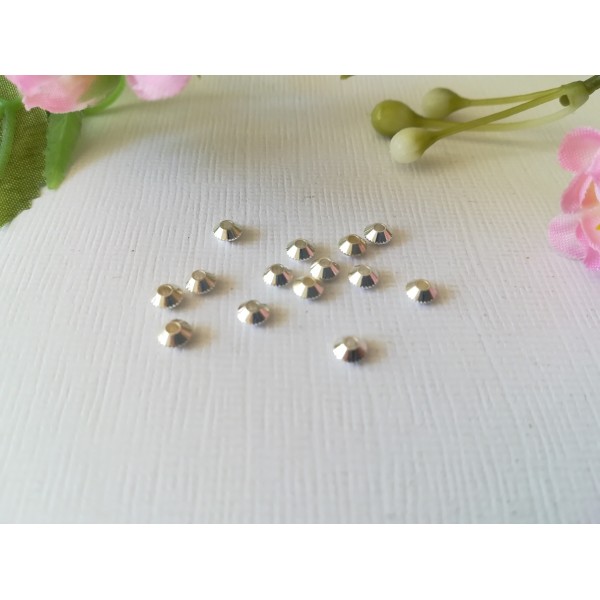 Perles métal intercalaire toupie 4 mm argenté x 55 - Photo n°1