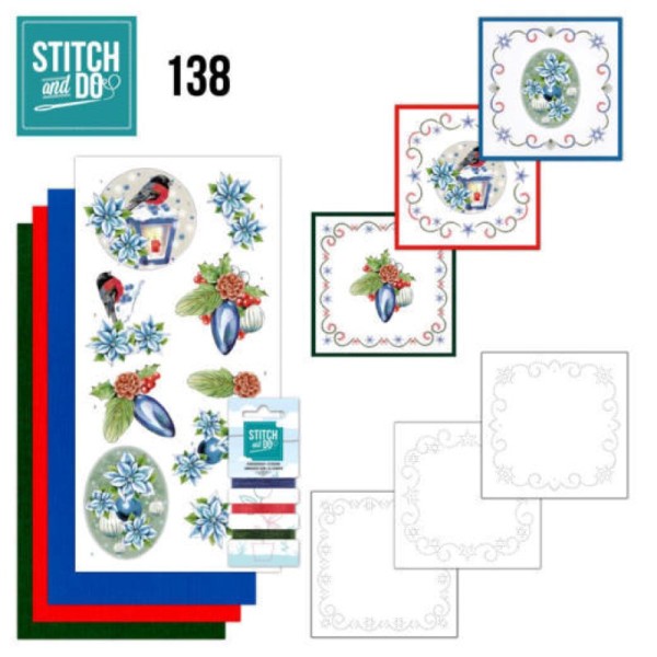 Stitch and do 138 - kit Carte 3D broderie - Christmas flowers - Lanternes - Photo n°1