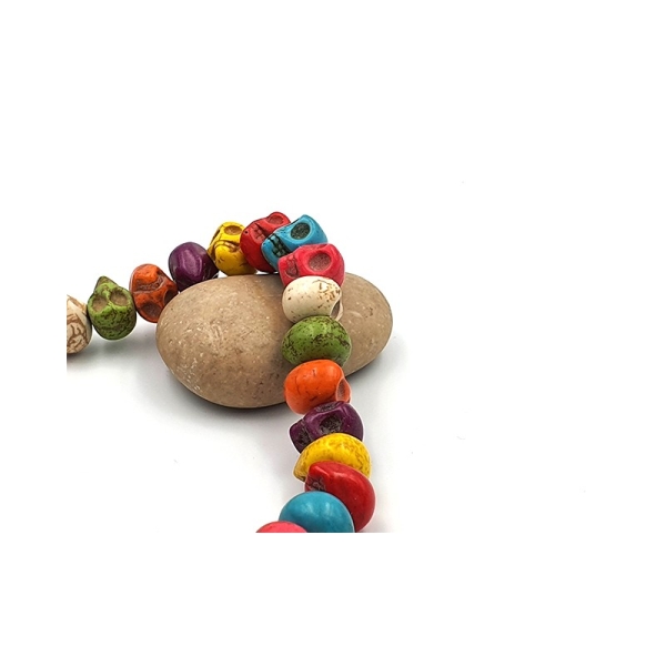30 Perles Têtes De Mort Synthétiques Multicolores 12mm - Photo n°1