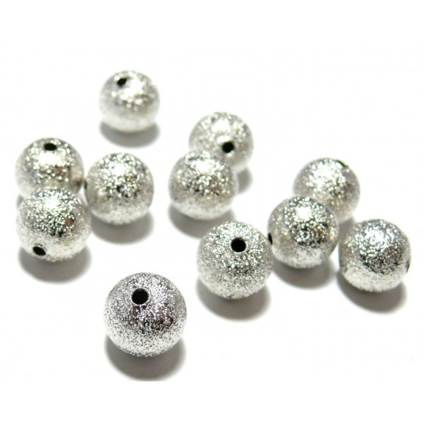 PAX 50 perles intercalaires P248 Stardust Granitees paillettes 6 mm Laiton couleur Argent Platine - Photo n°1