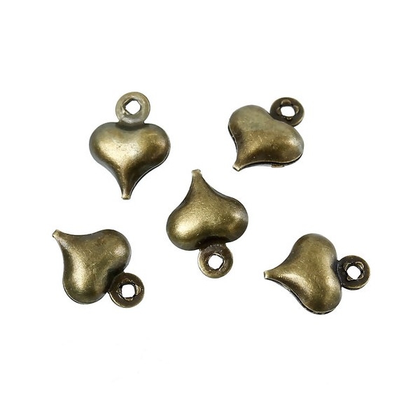 PS1172249 PAX 25 pendentifs magnifique Petits Coeurs 10 mm cuivre couleur Bronze - Photo n°1