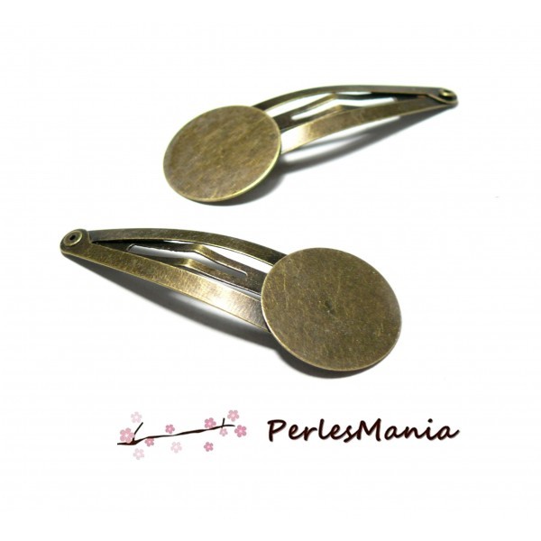 PS11100759 PAX 10 supports de barrette clip plateau plat 20mm métal couleur Bronze - Photo n°1