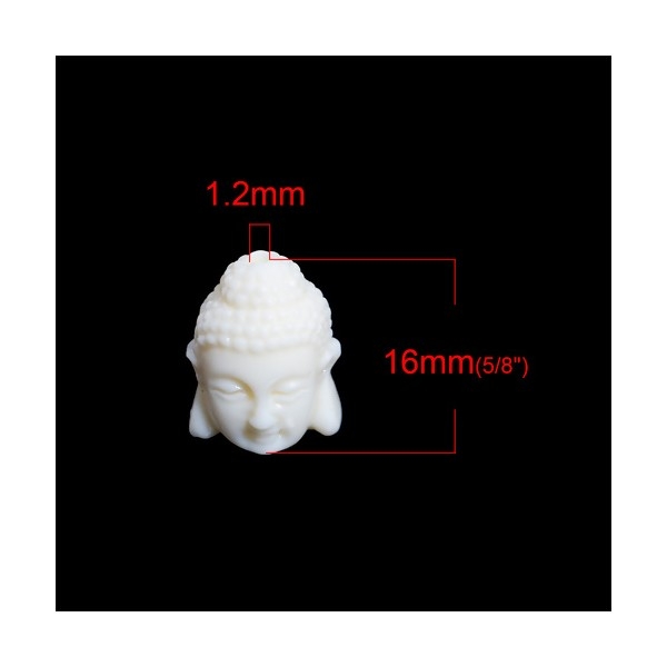 PS110083249 PAX 5 pendentifs Tête de Bouddha Biface imitation Corail Blanc - Photo n°2