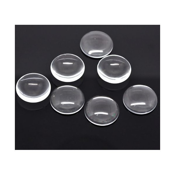 PS1117184 PAX 100 Cabochons Ronds 10mm en verre Domes Transparents - Photo n°1