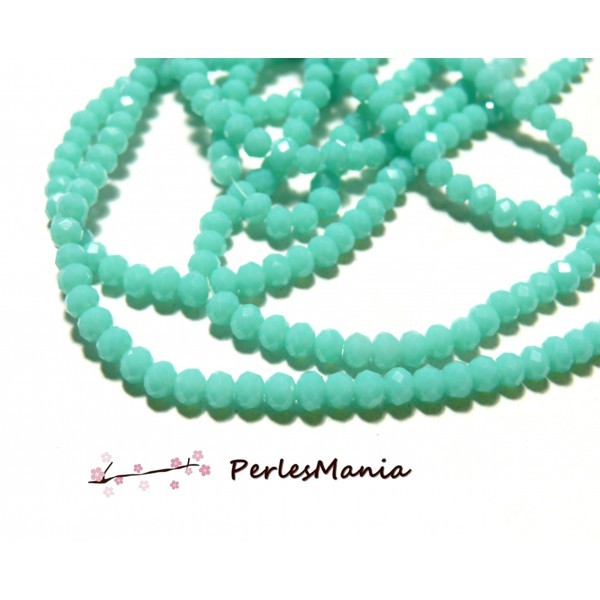 1 fil d'environ 99 perles Rondelles Verre Facettée Bleu Vert 6 par 4mm I033 Couleur 09 - Photo n°1