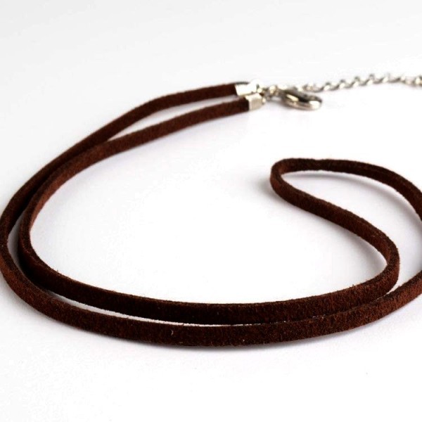 H11251 PAX 10 colliers de cordon en suédine Marron Foncé avec chaine de confort - Photo n°2