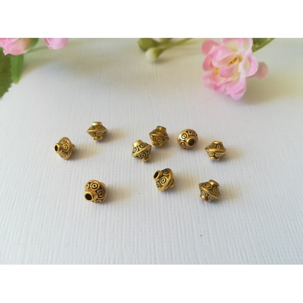 Perles métal toupie 6 mm dorée x 10 - Photo n°1
