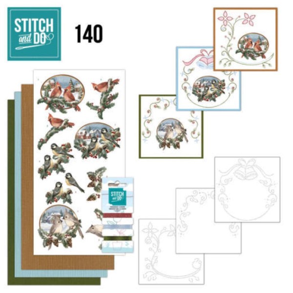 Stitch and do 140 - kit Carte 3D broderie - Oiseaux de Noël - Photo n°1