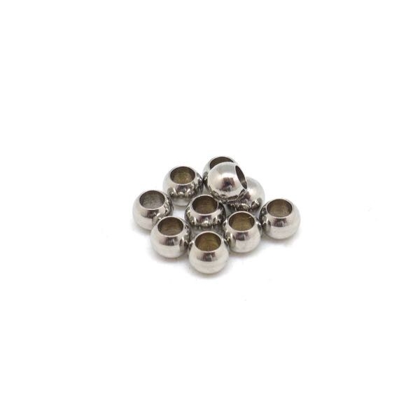 20 Perles Ronde 3mm Argenté En Acier Inoxydable Pour Cordon 1,5mm - Photo n°3