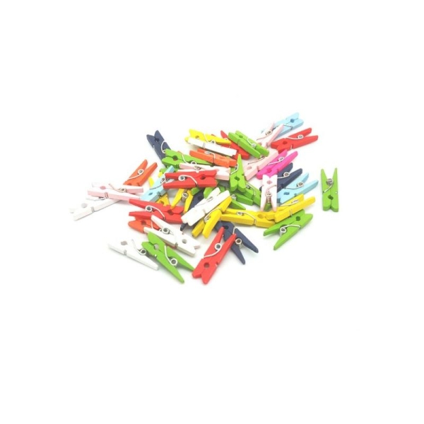 100 Mini Pinces à Linge Multicolores 25mm - Photo n°1