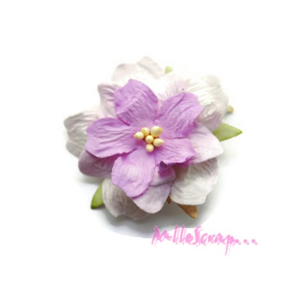 Fleurs gardénias papier violet - 5 pièces - Photo n°1