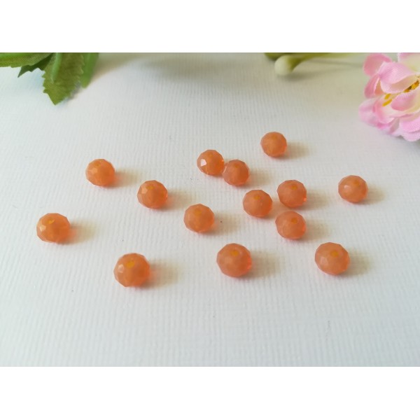 Perles en verre à facette 6 x 4 mm saumon foncé x 25 - Photo n°1
