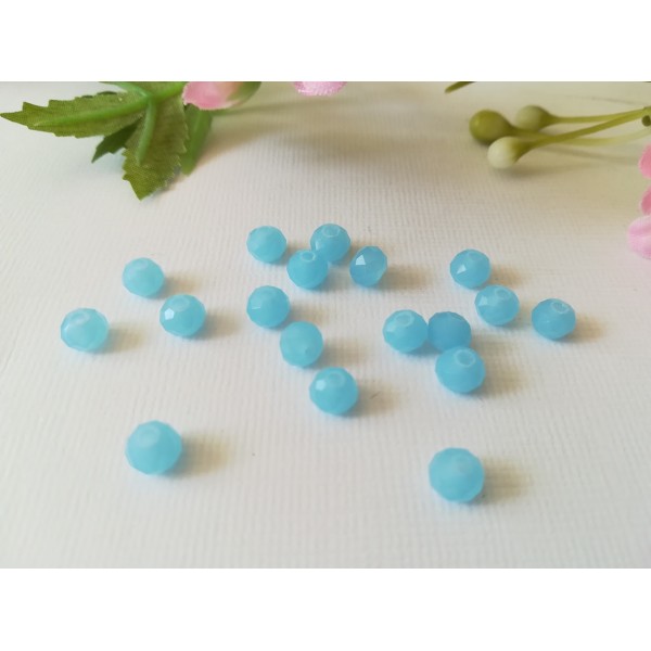 Perles en verre à facette 6 x 4 mm bleu ciel x 25 - Photo n°1