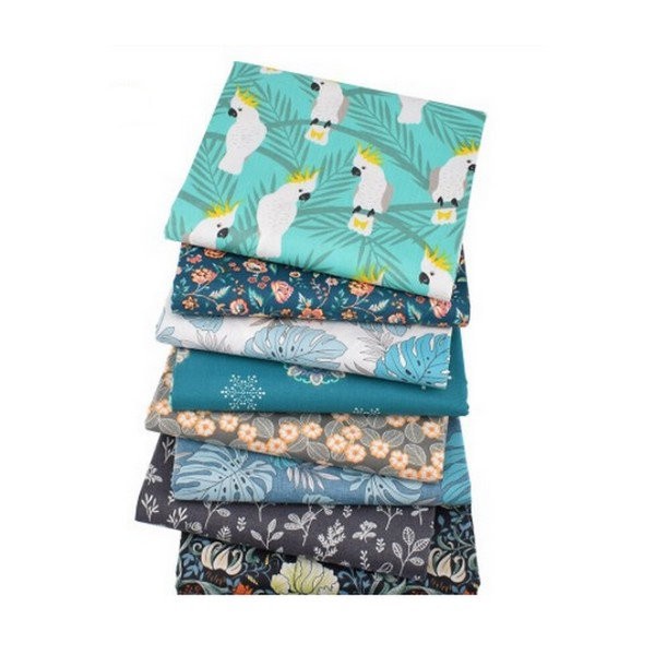 8 coupons tissu patchwork coton couture 40 x 50 cm TONS BLEU GRIS 85038 - Photo n°1