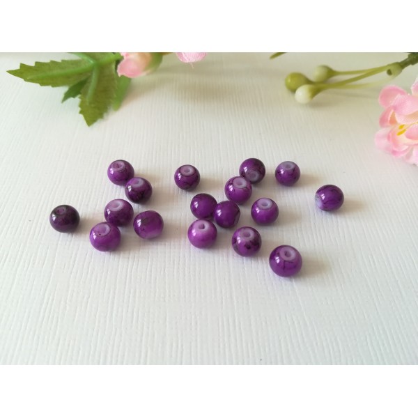 Perles en verre 6 mm violet tréfilé noir x 25 - Photo n°2