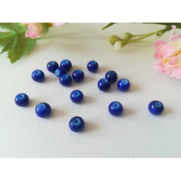 Perles en verre 6 mm bleu nuit tréfilé noir x 25 - Photo n°2