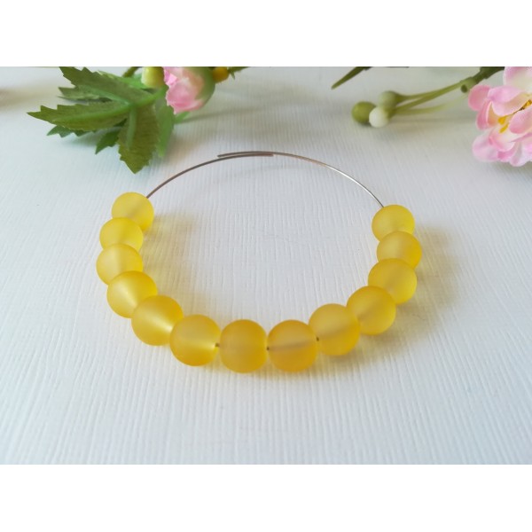 Perles en verre dépoli 8 mm jaune moutarde x 20 - Photo n°1