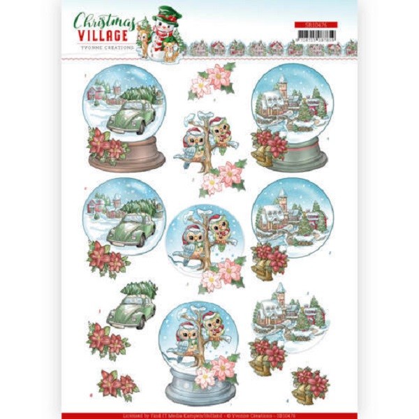 Images 3D prédécoupées Yvonne Creations - Christmas Village - Christmas Globes - Photo n°1