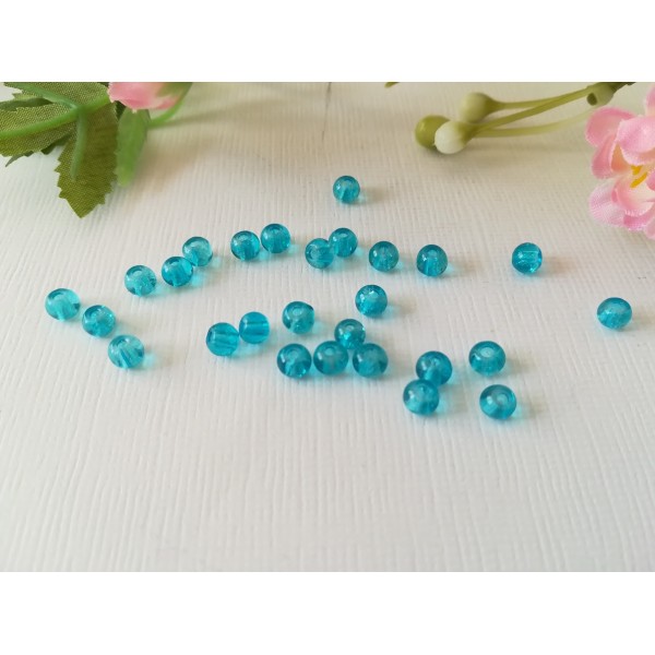 Perles en verre craquelé 4 mm bleu ciel x 50 - Photo n°2