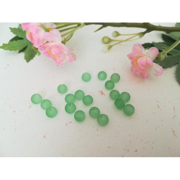 Perles en verre givré 6 mm vert clair x 25 - Photo n°2