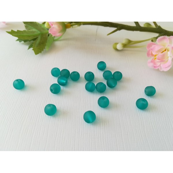 Perles en verre givré 6 mm turquoise x 25 - Photo n°2