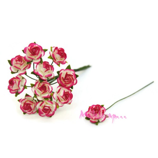 Petites roses papier rose - 10 pièces - Photo n°1