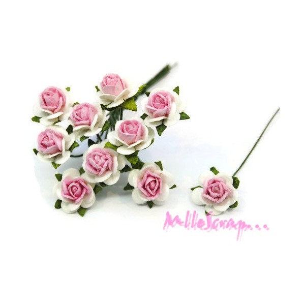 Petites roses papier rose - 10 pièces - Photo n°1