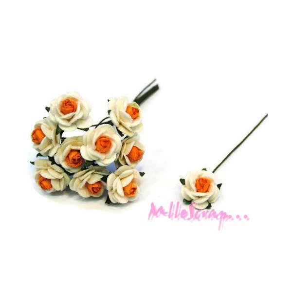 Petites roses papier orange - 10 pièces - Photo n°1