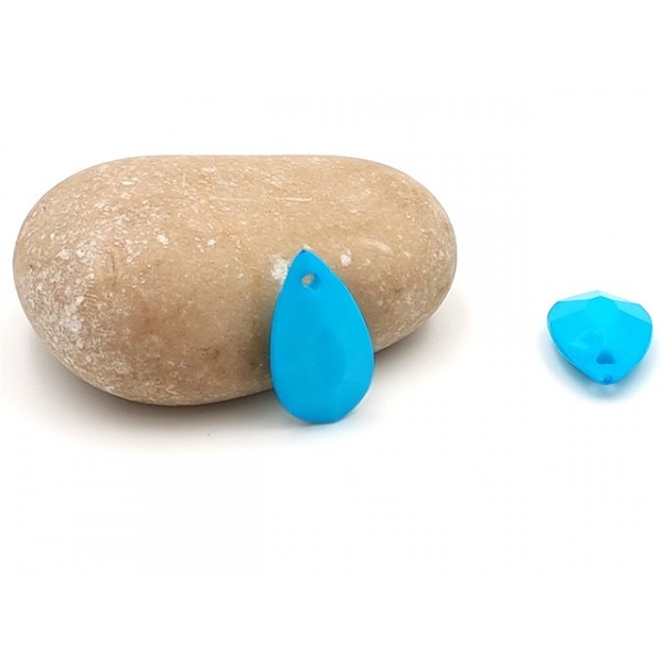 50 Perles Goutte D'eau à Facettes Bleues - Photo n°1