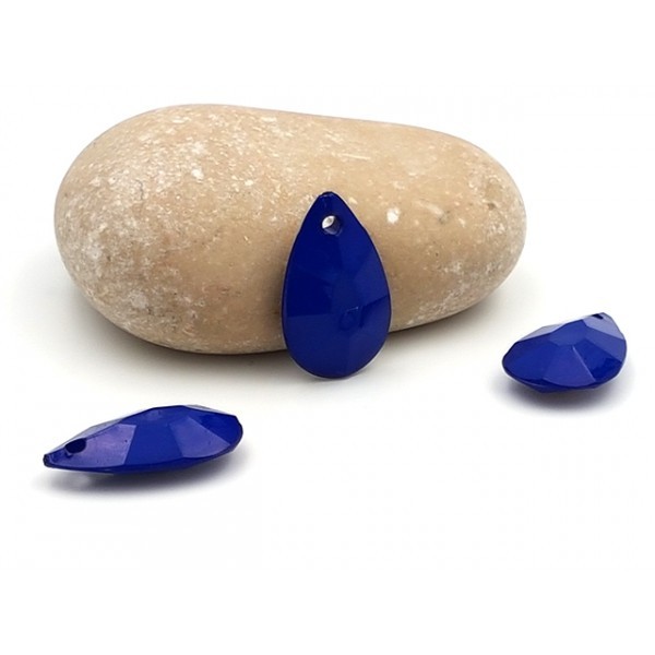50 Perles Goutte D'eau à Facettes Bleu Foncé - Photo n°1