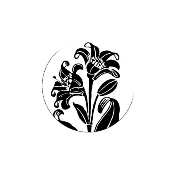 2 Cabochons 20 mm Verre Rond, Art Nouveau Noir et Blanc Fleur 8 - Photo n°1