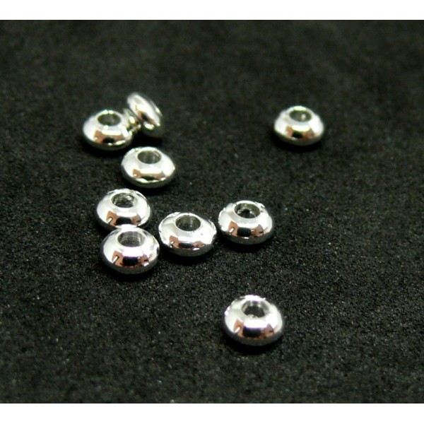 200403162139 PAX 20 perles intercalaires Rondelles 4 mm Laiton couleur Argent Vif - Photo n°2