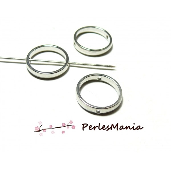 PS110099382 PAX 5 perles METAL intercalaires Cadre ROND 18mm Argent Platine - Photo n°1